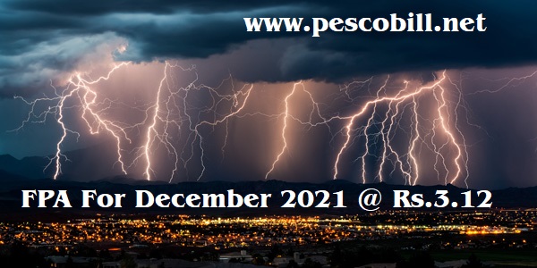 FPA For December 2021 @ Rs.3.12